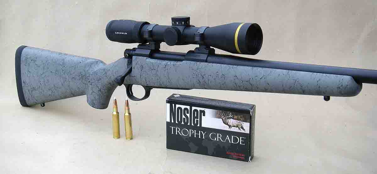 A Nosler Model 48 Patriot with a Leupold VX-6 2-12x 42mm scope was used to test the new .33 Nosler cartridge.